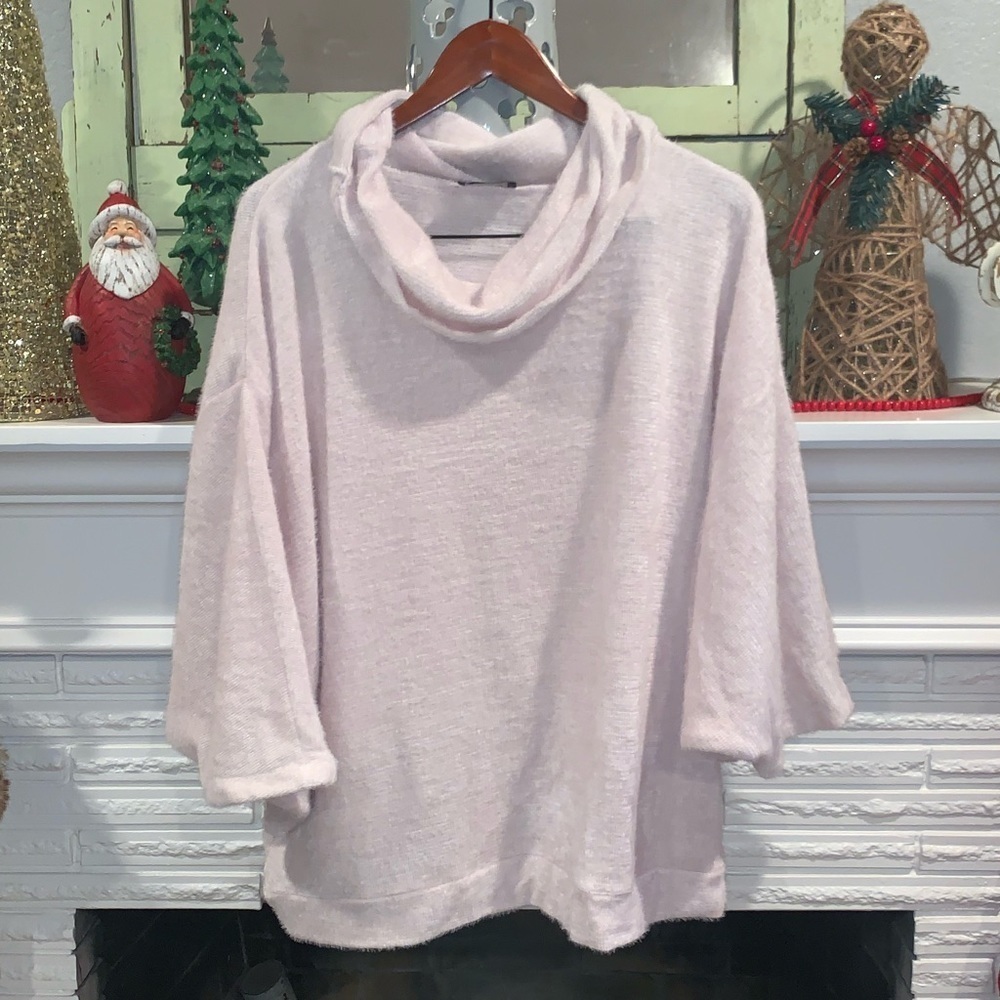 Lane Bryant Cowl Neck Light Pink Cozy Fuzzy Dolman Sleeve Sweater 22